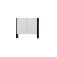 INK SPK3 spiegelkast met 2 dubbel gespiegelde deuren, open planchet, stopcontact en schakelaar 90 x 14 x 74 cm, gerookt eiken