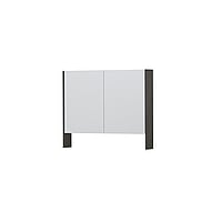 INK SPK3 spiegelkast met 2 dubbel gespiegelde deuren, open planchet, stopcontact en schakelaar 90 x 14 x 74 cm, oer grijs