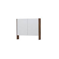 INK SPK3 spiegelkast met 2 dubbel gespiegelde deuren, open planchet, stopcontact en schakelaar 90 x 14 x 74 cm, noten
