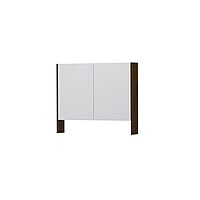 INK SPK3 spiegelkast met 2 dubbel gespiegelde deuren, open planchet, stopcontact en schakelaar 90 x 14 x 74 cm, koper eiken