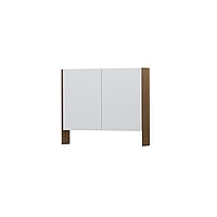 INK SPK3 spiegelkast met 2 dubbel gespiegelde deuren, open planchet, stopcontact en schakelaar 90 x 14 x 74 cm, massief eiken aqua