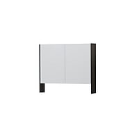 INK SPK3 spiegelkast met 2 dubbel gespiegelde deuren, open planchet, stopcontact en schakelaar 90 x 14 x 74 cm, intens eiken