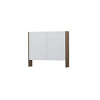 INK SPK3 spiegelkast met 2 dubbel gespiegelde deuren, open planchet, stopcontact en schakelaar 90 x 14 x 74 cm, zuiver eiken