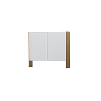INK SPK3 spiegelkast met 2 dubbel gespiegelde deuren, open planchet, stopcontact en schakelaar 90 x 14 x 74 cm, fineer natur