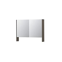 INK SPK3 spiegelkast met 2 dubbel gespiegelde deuren, open planchet, stopcontact en schakelaar 100 x 14 x 74 cm, mat taupe