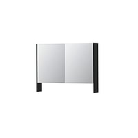 INK SPK3 spiegelkast met 2 dubbel gespiegelde deuren, open planchet, stopcontact en schakelaar 100 x 14 x 74 cm, mat zwart