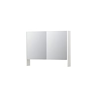 INK SPK3 spiegelkast met 2 dubbel gespiegelde deuren, open planchet, stopcontact en schakelaar 100 x 14 x 74 cm, hoogglans wit