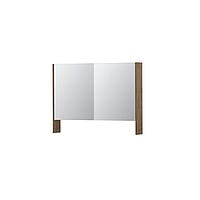 INK SPK3 spiegelkast met 2 dubbel gespiegelde deuren, open planchet, stopcontact en schakelaar 100 x 14 x 74 cm, naturel eiken