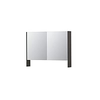 INK SPK3 spiegelkast met 2 dubbel gespiegelde deuren, open planchet, stopcontact en schakelaar 100 x 14 x 74 cm, oer grijs