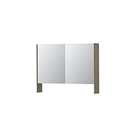 INK SPK3 spiegelkast met 2 dubbel gespiegelde deuren, open planchet, stopcontact en schakelaar 100 x 14 x 74 cm, greige eiken
