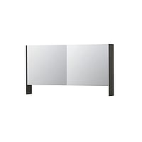 INK SPK3 spiegelkast met 2 dubbel gespiegelde deuren, open planchet, stopcontact en schakelaar 140 x 14 x 74 cm, gerookt eiken