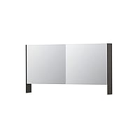INK SPK3 spiegelkast met 2 dubbel gespiegelde deuren, open planchet, stopcontact en schakelaar 140 x 14 x 74 cm, oer grijs