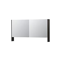 INK SPK3 spiegelkast met 2 dubbel gespiegelde deuren, open planchet, stopcontact en schakelaar 140 x 14 x 74 cm, intens eiken