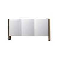 INK SPK3 spiegelkast met 3 dubbel gespiegelde deuren, open planchet, stopcontact en schakelaar 160 x 14 x 74 cm, zuiver eiken