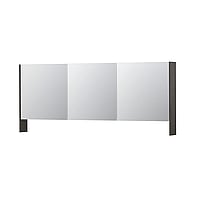 INK SPK3 spiegelkast met 3 dubbel gespiegelde deuren, open planchet, stopcontact en schakelaar 180 x 14 x 74 cm, oer grijs
