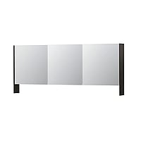 INK SPK3 spiegelkast met 3 dubbel gespiegelde deuren, open planchet, stopcontact en schakelaar 180 x 14 x 74 cm, intens eiken