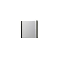 INK SPK1 spiegelkast met 1 dubbel gespiegelde deur, 1 verstelbaar glazen planchet, stopcontact en schakelaar 60 x 14 x 60 cm, mat beton groen