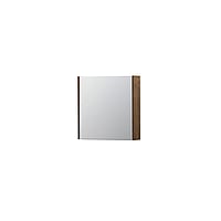 INK SPK1 spiegelkast met 1 dubbel gespiegelde deur, 1 verstelbaar glazen planchet, stopcontact en schakelaar 60 x 14 x 60 cm, massief eiken chocolate
