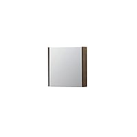 INK SPK1 spiegelkast met 1 dubbel gespiegelde deur, 1 verstelbaar glazen planchet, stopcontact en schakelaar 60 x 14 x 60 cm, massief eiken charcoal