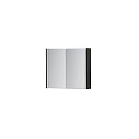 INK SPK1 spiegelkast met 2 dubbel gespiegelde deuren, 1 verstelbaar glazen planchet, stopcontact en schakelaar 70 x 14 x 60 cm, houtskool eiken