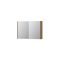 INK SPK1 spiegelkast met 2 dubbel gespiegelde deuren, stopcontact en schakelaar 90 x 14 x 60 cm, natur fineer