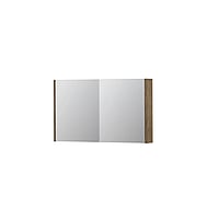 INK SPK1 spiegelkast met 2 dubbel gespiegelde deuren, stopcontact en schakelaar 100 x 14 x 60 cm, naturel eiken