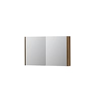 INK SPK1 spiegelkast met 2 dubbel gespiegelde deuren, stopcontact en schakelaar 100 x 14 x 60 cm, massief eiken aqua