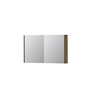 INK SPK1 spiegelkast met 2 dubbel gespiegelde deuren, stopcontact en schakelaar 100 x 14 x 60 cm, zuiver eiken