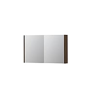 INK SPK1 spiegelkast met 2 dubbel gespiegelde deuren, stopcontact en schakelaar 100 x 14 x 60 cm, chocolate fineer