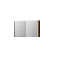 INK SPK1 spiegelkast met 2 dubbel gespiegelde deuren, stopcontact en schakelaar 100 x 14 x 60 cm, massief eiken ash grey