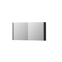 INK SPK1 spiegelkast met 2 dubbel gespiegelde deuren, stopcontact en schakelaar 120 x 14 x 60 cm, mat zwart