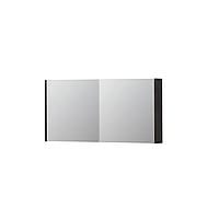 INK SPK1 spiegelkast met 2 dubbel gespiegelde deuren, stopcontact en schakelaar 120 x 14 x 60 cm, houtskool eiken