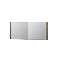 INK SPK1 spiegelkast met 2 dubbel gespiegelde deuren, stopcontact en schakelaar 140 x 14 x 60 cm, naturel eiken