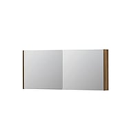 INK SPK1 spiegelkast met 2 dubbel gespiegelde deuren, stopcontact en schakelaar 140 x 14 x 60 cm, massief eiken aqua