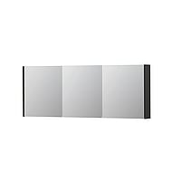 INK SPK1 spiegelkast met 3 dubbel gespiegelde deuren, stopcontact en schakelaar 160 x 14 x 60 cm, mat antraciet