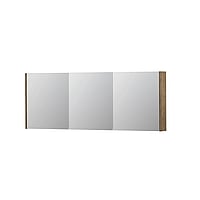 INK SPK1 spiegelkast met 3 dubbel gespiegelde deuren, stopcontact en schakelaar 160 x 14 x 60 cm, naturel eiken