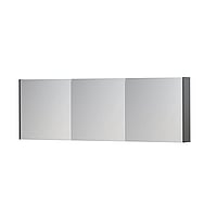 INK SPK1 spiegelkast met 3 dubbel gespiegelde deuren, stopcontact en schakelaar 180 x 14 x 60 cm, mat grijs