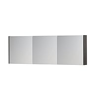 INK SPK1 spiegelkast met 3 dubbel gespiegelde deuren, stopcontact en schakelaar 180 x 14 x 60 cm, oer grijs