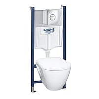 GROHE QuickFix Universeel wc-pack 4-in-1 inclusief inbouwreservoir, hangend toilet en Nova Cosmopolitan bedieningspaneel, chroom