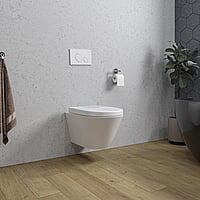 Wiesbaden Stereo rimless hangend toilet met Vesta toiletzitting 40 x 35,5 x 53 cm, glanzend wit