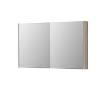 INK SPK2 spiegelkast met 2 dubbelzijdige spiegeldeuren, 4 verstelbare glazen planchetten, stopcontact en schakelaar 120 x 14 x 73 cm, ivoor eiken