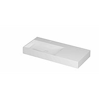 INK United porseleinen wastafel links met 1 kraangat, porseleinen click-plug en verborgen overloop systeem 100 x 45 x 11 cm, glanzend wit