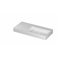 INK United porseleinen wastafel rechts zonder kraangat met porseleinen click-plug en verborgen overloop systeem 100 x 45 x 11 cm, mat wit
