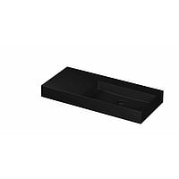 INK United porseleinen wastafel rechts zonder kraangat met porseleinen click-plug en verborgen overloop systeem 100 x 45 x 11 cm, mat zwart