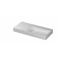 INK United porseleinen wastafel rechts met 1 kraangat, porseleinen click-plug en verborgen overloop systeem 100 x 45 x 11 cm, mat wit