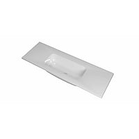 INK Reflekt polystone wastafel met afzetplateau aan beide zijdes, zonder kraangat 120 x 40 x 1,5 cm, glanzend wit