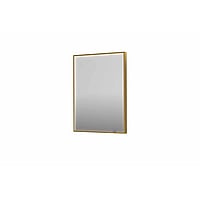 INK SP19 rechthoekige spiegel verzonken in kader met dimbare LED-verlichting, color changing, spiegelverwarming en schakelaar 60 x 4 x 80 cm, geborsteld mat goud