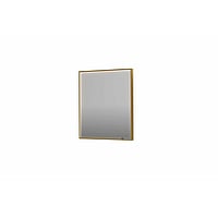 INK SP19 rechthoekige spiegel verzonken in kader met dimbare LED-verlichting, color changing, spiegelverwarming en schakelaar 70 x 4 x 80 cm, geborsteld mat goud
