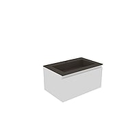 Rivo badkamermeubelset 70 cm met quartz beton wastafel enkele bak met 1 kraangat en wastafelonderkast greeploos gelakt met 1 lade, mat wit
