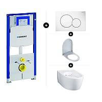 Geberit UP320 toiletset - inclusief Geberit Sigma bedieningsplaat & Geberit iCon wandcloset verkort met closetzitting topfix-softclose